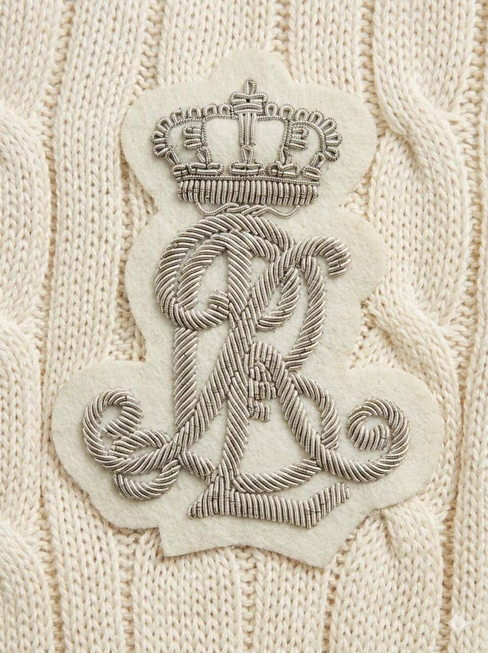 Lauren Ralph Lauren Ivory Crest Cable Knit Pullover Sweater Combed Cotton M - Picture 4 of 6